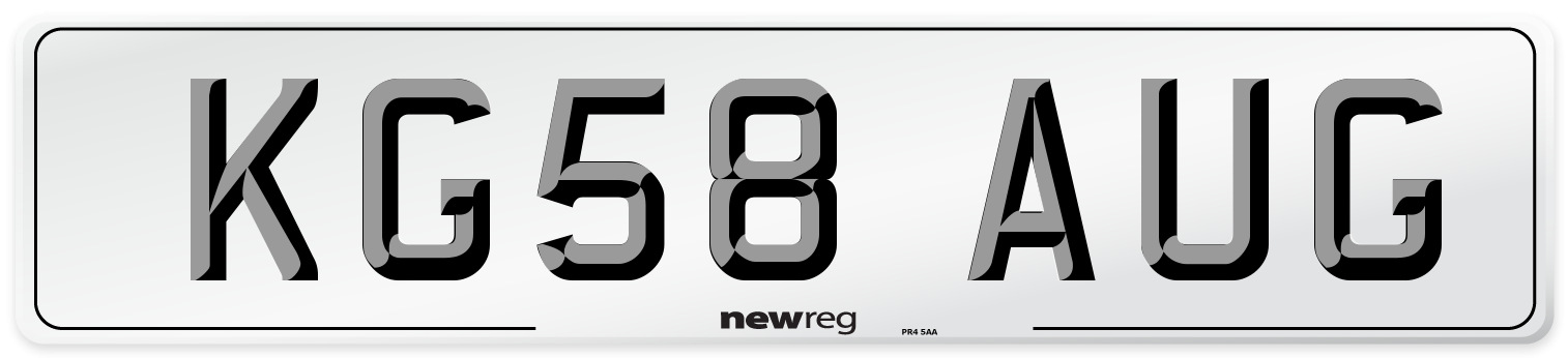 KG58 AUG Number Plate from New Reg